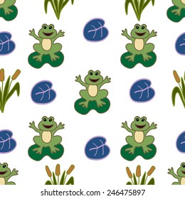 Seamless pattern with cute frog.