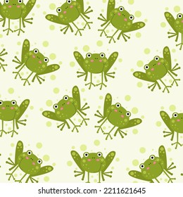 Seamless pattern with cute frog animals perfect for wrapping paper