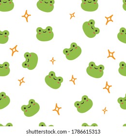 Seamless pattern cute frog with white background. for fabric print, gift wrapping paper, textile