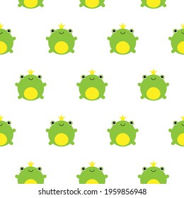 Seamless pattern with cute frogs and crowns vector illustration