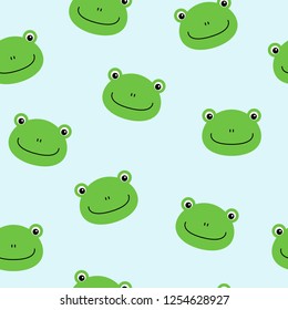 Seamless pattern with cute frogs. Vector background for kids