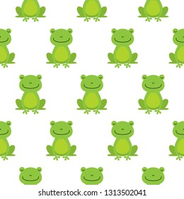 Seamless pattern with cute frogs. Vector background for kids