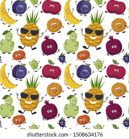 Seamless pattern with cute fruits
