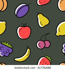 Seamless pattern with cute fruits