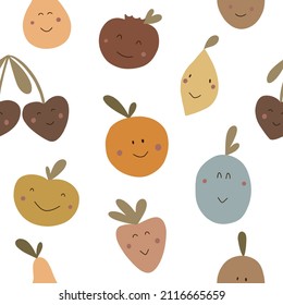 patrón impecable con frutas lindas al estilo boho. ilustración vectorial
