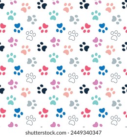 Seamless pattern with cute funny cats, laying, hiding in box. Flat cartoon style. Vector illustration. For packaging paper, textile white background