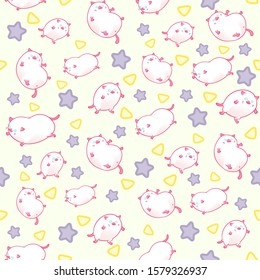 Seamless pattern with cute funny kawaii kittens. Vector illustration