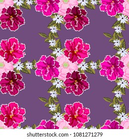 Seamless pattern with cute garden flowers. Flower background for textile, cover, wallpaper, gift packaging, printing.Romantic design for calico, silk.