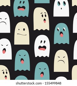 Seamless pattern with cute ghosts. Spooks background. Halloween