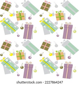 Seamless pattern with Cute gifts  different colors. Nursery kids patterns.  Vector pattern on white background perfect for fabric, invitations, posters, printing