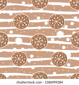 Seamless Pattern with Cute gingerbread cookiess, funny shape. Repeating background for prints. Scandinavian Style. 