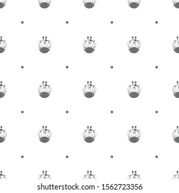 Seamless pattern with cute giraffe and polka dot in the white backdrop