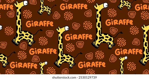 Seamless pattern with cute giraffe for textile, t-shirt design, pillow prints, wrapping paper.
