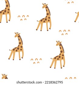 Seamless pattern with cute giraffe. Vector illustration.