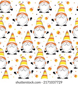 Seamless pattern of Cute Gnome Halloween- Halloween Vector Design 