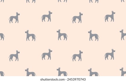 Seamless pattern with Cute Great Dane. Dogs of different breeds. Side view. Flat Vector illustration 