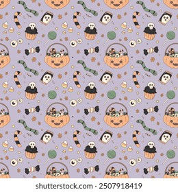 Seamless pattern of cute halloween event october