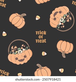 Seamless pattern of cute halloween event october