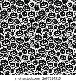 Patrón sin fisuras con lindos faroles de calabaza de Halloween. Ilustración vectorial