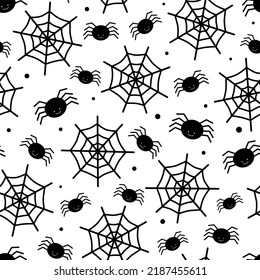 Seamless pattern Cute Halloween spider web vector illustration