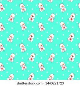 Seamless pattern of cute hamster on green background , vector , wallpaper.