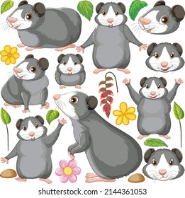 Seamless pattern with cute hamsters illustration