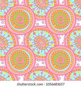 Seamless pattern with cute hand drawn ornamental shapes. Doodle style. Vector