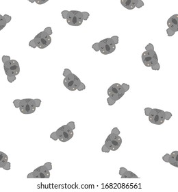 Seamless pattern of cute hand drawn sleeping koala. Cartoon zoo. Vector illustration. Animal for the design of children's products in scandinavian style.