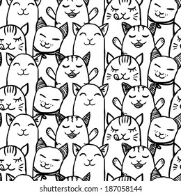Seamless pattern with cute hand drawn kittens