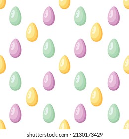 Seamless pattern with cute hand drawn easter eggs. Fun vector illustration. Colorful background for kids room decor, nursery art, packaging, gift, wrapping paper, textile, print, fabric, wallpaper.