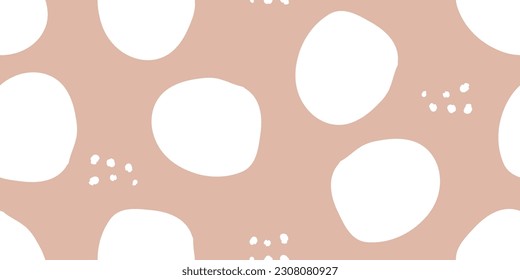 Seamless pattern with cute hand drawn round shapes. Pastel brown background. Vector illustration.