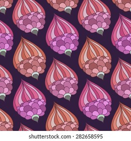 Seamless pattern with cute hand drawn flowers. Vector
