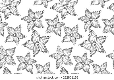 Seamless pattern with cute hand drawn flowers. Vector
