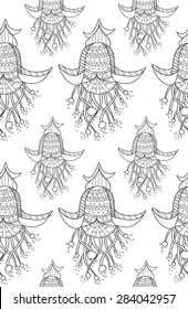Seamless pattern with cute hand drawn flowers. Vector