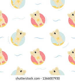 Seamless pattern Cute hand drawnrelaxing koals. For gift boxes, textures, apparels, prints