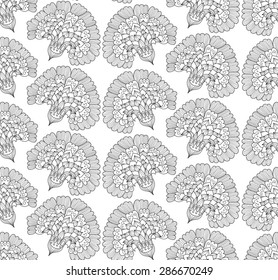 Seamless pattern with cute hand-drawn flowers. Floral background. Vector