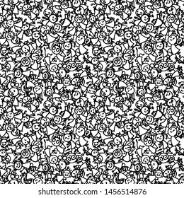 Seamless pattern with cute handdrawn girls in various emotions. Vector illustration. Nice use for valentines or kid birthday card, as labels, prints etc