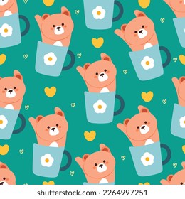 seamless pattern cute happy bear. cute animal wallpaper for textile, gift wrap paper