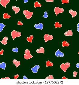 Seamless pattern with cute hearts.