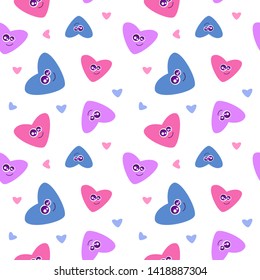 seamless pattern with cute hearts