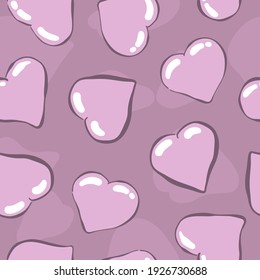 Seamless pattern with cute hearts, background for Valentine's Day. Cartoon style. Elements for the design of textiles, cards, t-shirts,wrapping.