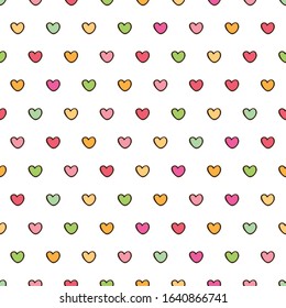 Seamless pattern with cute hearts for gift wrap, textile or book covers, wallpapers and scrapbook. Background for Valentine's Day, birthday, Mother's Day, March 8, wedding invitations.