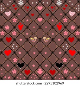 seamless pattern with cute hearts look a sweet candy 