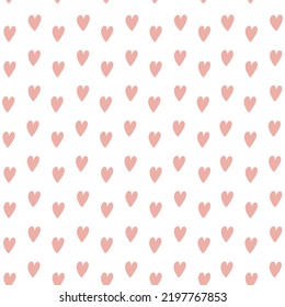 Seamless pattern with cute hearts. Print in pastel colors on a white background. Wallpaper, textile or wrapping paper. Vector illustration. Cute childish pattern.