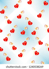 Seamless pattern with cute hearts. Vector ornament for Valentine's day. Romantic design with hearts. Valentine's day background.
