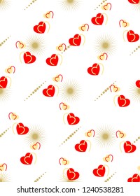 Seamless pattern with cute hearts. Vector ornament for Valentine's day. Romantic design with hearts. Valentine's day background.