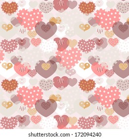 Seamless pattern with cute hearts.I love you.Valentine's day.Vector.Eps10