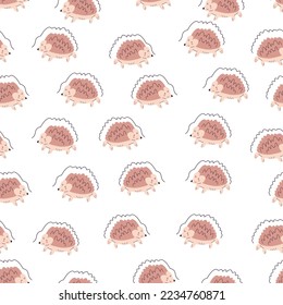 Seamless pattern with cute hedgehog