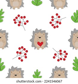 seamless pattern with cute hedgehog, pattern with animals