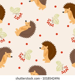 Seamless pattern with cute hedgehog. Retro kids seamless pattern with colorful hedgehogs. Baby pattern